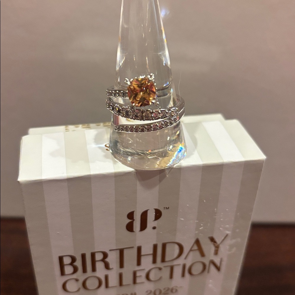Smokey Topaz on Rhodium